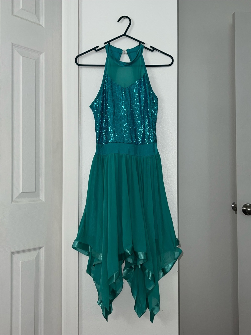 NWT Teal Sequin Halter Dress